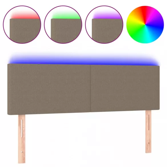 tópszínű szövet LED-es fejtámla 144x5x78/88 cm