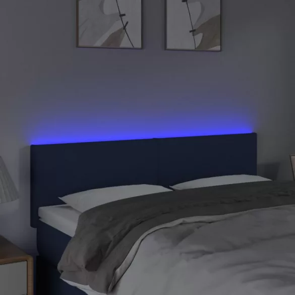 kék szövet LED-es fejtámla 144x5x78/88 cm