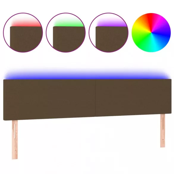 sötétbarna szövet LED-es fejtámla 160x5x78/88 cm