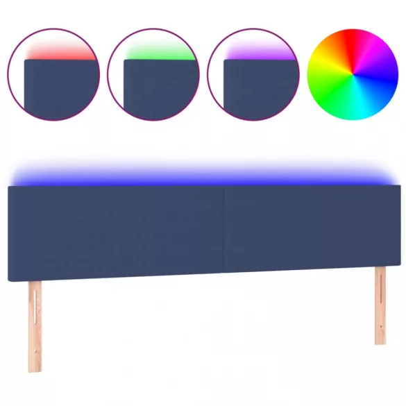 kék szövet LED-es fejtámla 160x5x78/88 cm