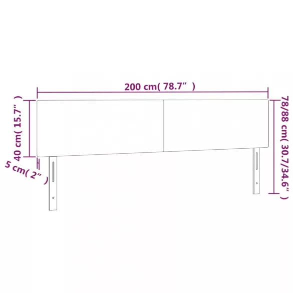világosszürke szövet LED-es fejtámla 200x5x78/88 cm
