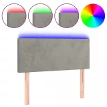 világosszürke bársony LED-es fejtámla 90x5x78/88 cm