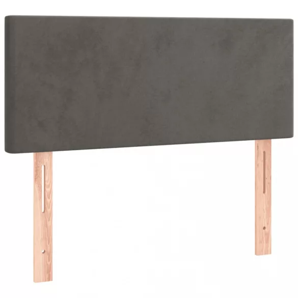 sötétszürke bársony LED-es fejtámla 90x5x78/88 cm