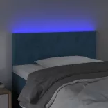 sötétkék bársony LED-es fejtámla 90x5x78/88 cm