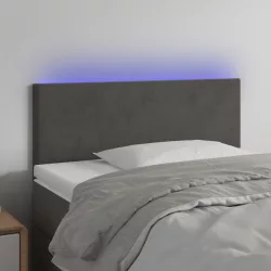 sötétszürke bársony LED-es fejtámla 100x5x78/88 cm