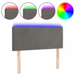sötétszürke bársony LED-es fejtámla 100x5x78/88 cm