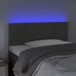 sötétszürke bársony LED-es fejtámla 100x5x78/88 cm