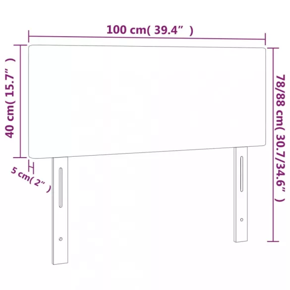 sötétszürke bársony LED-es fejtámla 100x5x78/88 cm
