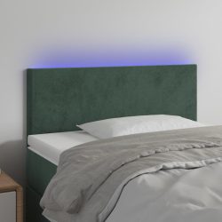 sötétzöld bársony LED-es fejtámla 100x5x78/88 cm