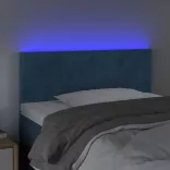 sötétkék bársony LED-es fejtámla 100x5x78/88 cm