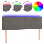sötétszürke bársony LED-es fejtámla 144x5x78/88 cm
