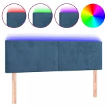 sötétkék bársony LED-es fejtámla 144x5x78/88 cm