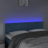 sötétkék bársony LED-es fejtámla 144x5x78/88 cm