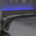 világosszürke bársony LED-es fejtámla 160x5x78/88 cm