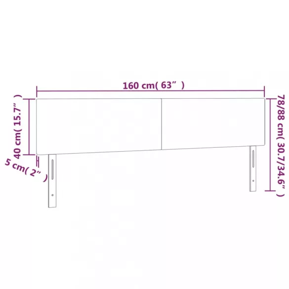 világosszürke bársony LED-es fejtámla 160x5x78/88 cm