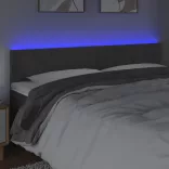 sötétszürke bársony LED-es fejtámla 160x5x78/88 cm