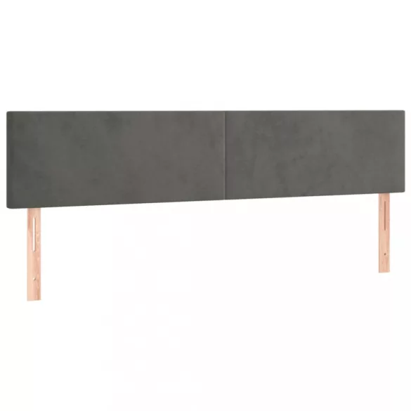 sötétszürke bársony LED-es fejtámla 160x5x78/88 cm