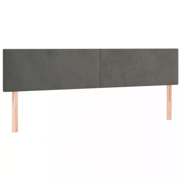sötétszürke bársony LED-es fejtámla 180x5x78/88 cm