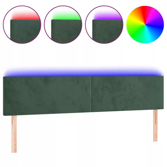 sötétzöld bársony LED-es fejtámla 180x5x78/88 cm