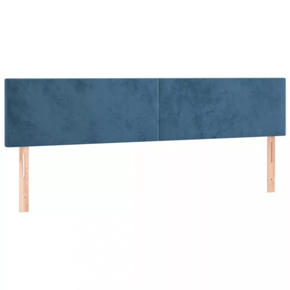 sötétkék bársony LED-es fejtámla 180x5x78/88 cm