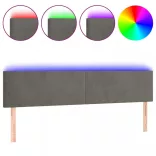 sötétszürke bársony LED-es fejtámla 200x5x78/88 cm