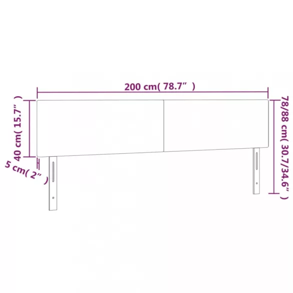 sötétzöld bársony LED-es fejtámla 200x5x78/88 cm