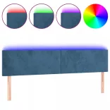 sötétkék bársony LED-es fejtámla 200x5x78/88 cm