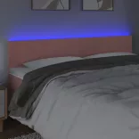 rózsaszín bársony LED-es fejtámla 200x5x78/88 cm