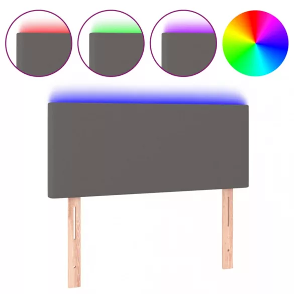 szürke műbőr LED-es fejtámla 80 x 5 x 78/88 cm