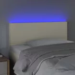krémszínű műbőr LED-es fejtámla 100 x 5 x 78/88 cm