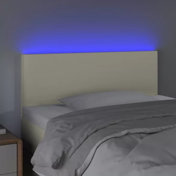 krémszínű műbőr LED-es fejtámla 100 x 5 x 78/88 cm