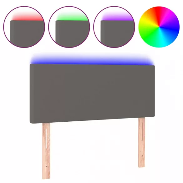 szürke műbőr LED-es fejtámla 100 x 5 x 78/88 cm