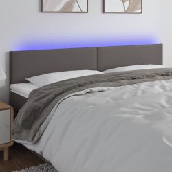 szürke műbőr LED-es fejtámla 160 x 5 x 78/88 cm