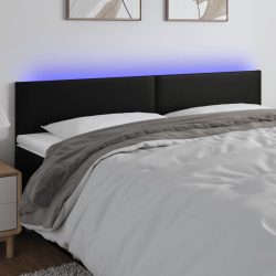 fekete műbőr LED-es fejtámla 200 x 5 x 78/88 cm