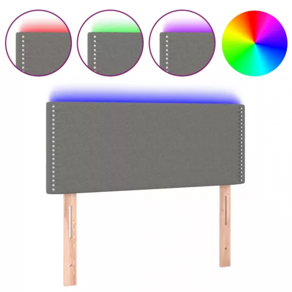 sötétszürke szövet LED-es fejtámla 90x5x78/88 cm