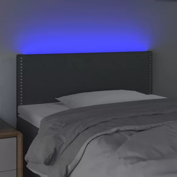 sötétszürke szövet LED-es fejtámla 90x5x78/88 cm