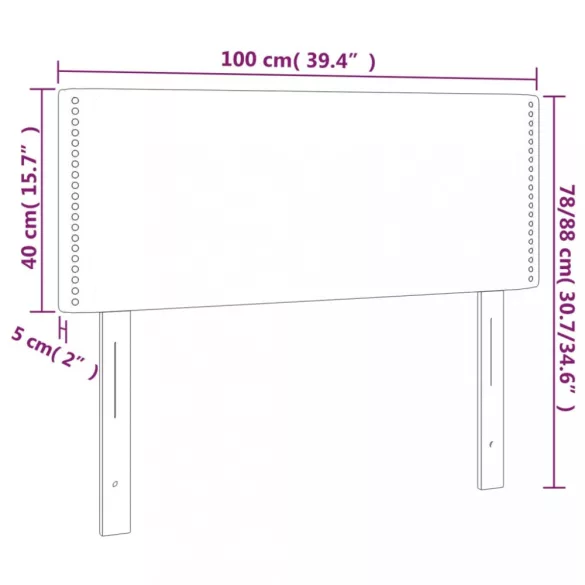 sötétbarna szövet LED-es fejtámla 100x5x78/88 cm
