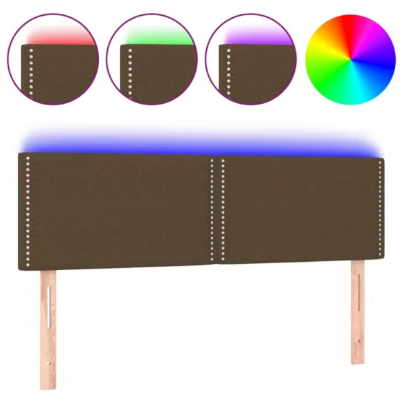 sötétbarna szövet LED-es fejtámla 144x5x78/88 cm
