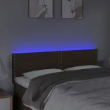 sötétbarna szövet LED-es fejtámla 144x5x78/88 cm