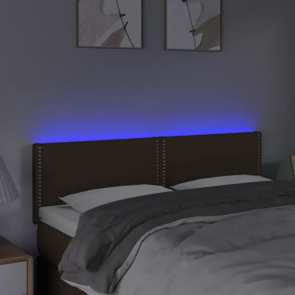 sötétbarna szövet LED-es fejtámla 144x5x78/88 cm