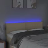 krémszínű szövet LED-es fejtámla 144x5x78/88 cm