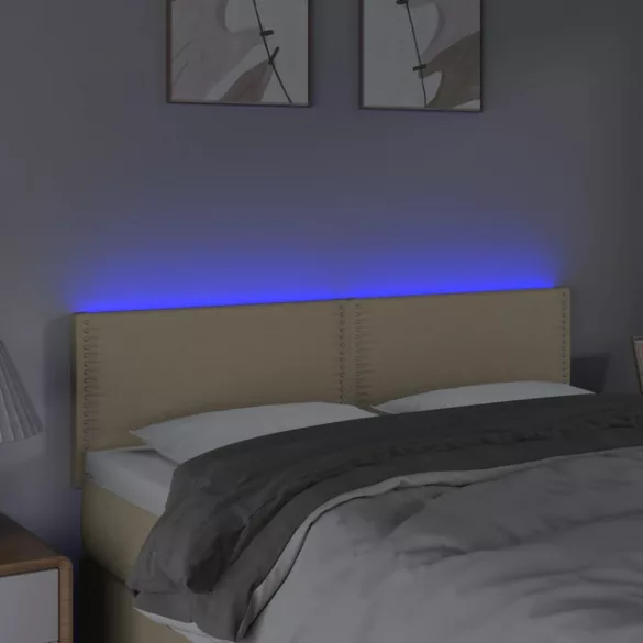 krémszínű szövet LED-es fejtámla 144x5x78/88 cm