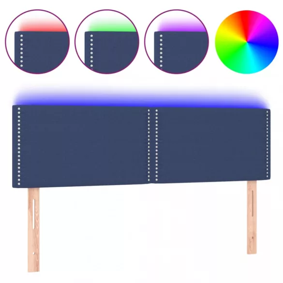 kék szövet LED-es fejtámla 144x5x78/88 cm