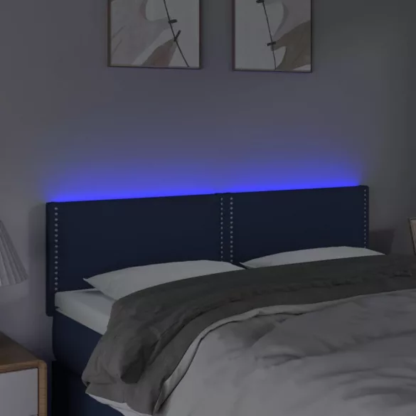 kék szövet LED-es fejtámla 144x5x78/88 cm