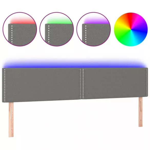 sötétszürke szövet LED-es fejtámla 200x5x78/88 cm