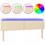 krémszínű szövet LED-es fejtámla 200x5x78/88 cm