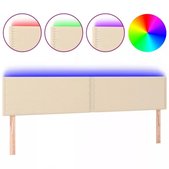 krémszínű szövet LED-es fejtámla 200x5x78/88 cm
