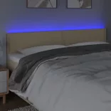 krémszínű szövet LED-es fejtámla 200x5x78/88 cm