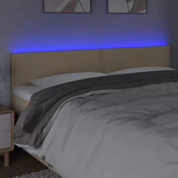 krémszínű szövet LED-es fejtámla 200x5x78/88 cm