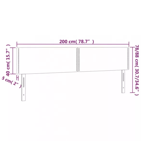 krémszínű szövet LED-es fejtámla 200x5x78/88 cm